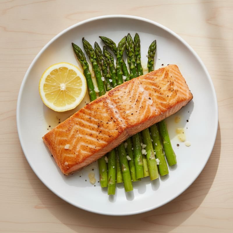 Pan-Seared Salmon with Roasted Asparagus