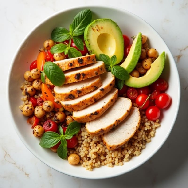 Grilled Chicken and Quinoa Power Bowl with Roasted Vegetables