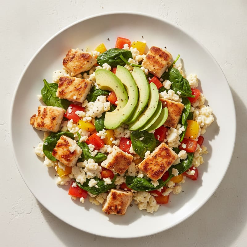 Egg White and Chicken Veggie Scramble