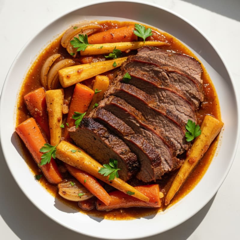 Smoky Slow-Cooked Beef Brisket with Root Vegetables