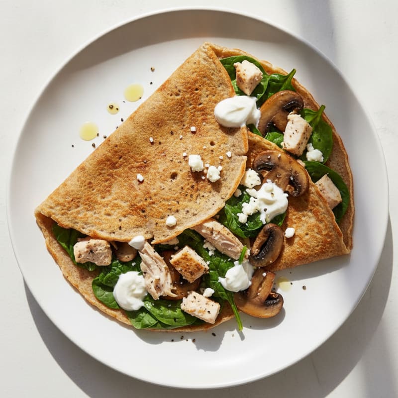 Buckwheat Crepe with Mushroom and Spinach