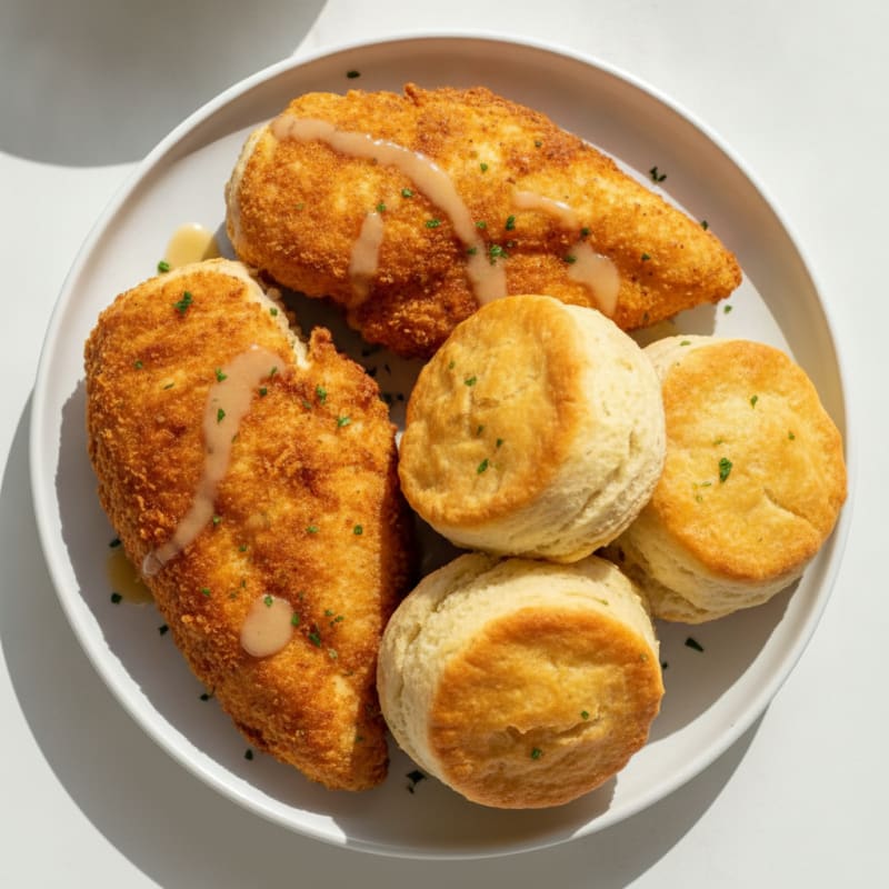 Buttermilk Fried Chicken with Fluffy Biscuits