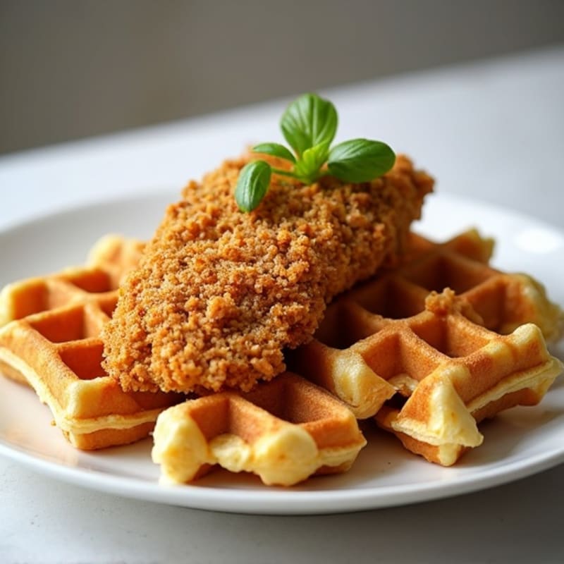 Crispy Baked Chicken with Fluffy Protein Waffles