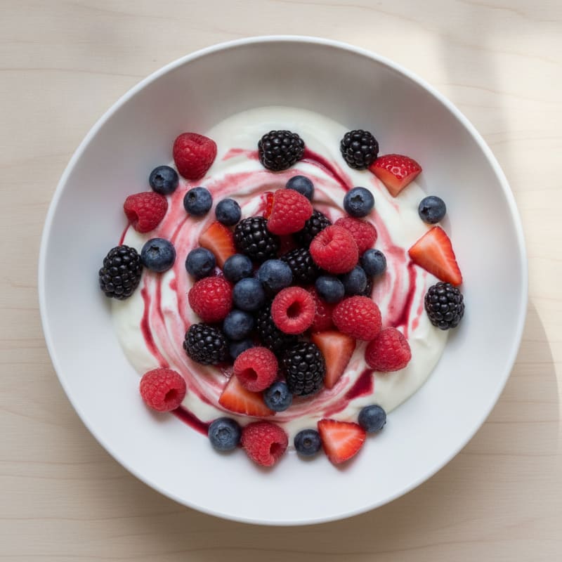 Silky Greek Yogurt with Mixed Berries