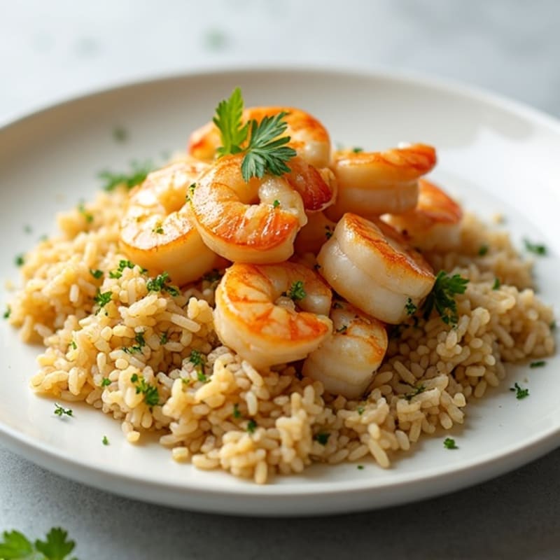 Garlic-Lemon Seafood Medley with Herb Rice