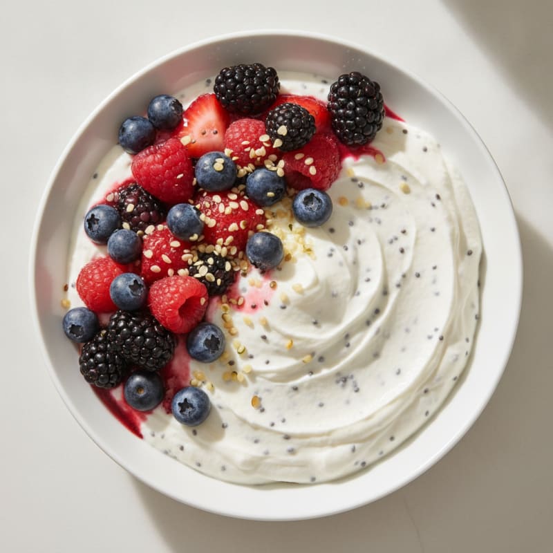 Creamy Greek Yogurt Protein Mousse with Mixed Berries