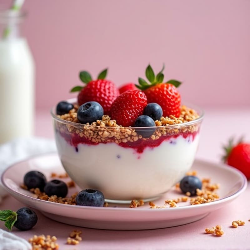 Greek Yogurt Parfait with Mixed Berries and Crunchy Quinoa