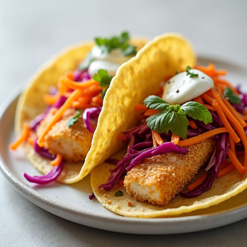 Crispy Baked Fish Tacos with Lime Slaw