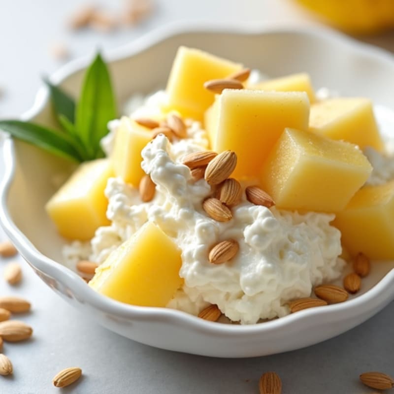Cottage Cheese with Fresh Pineapple and Sunflower Seeds