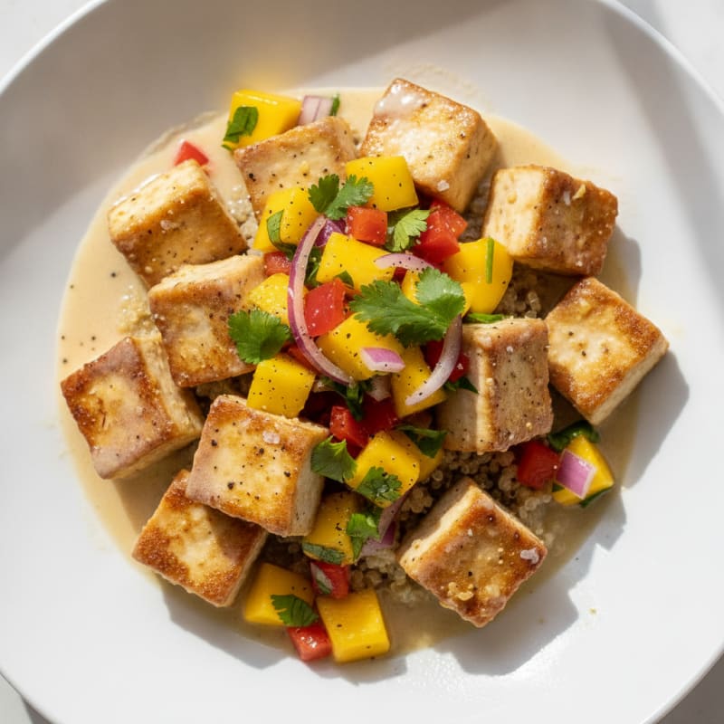 Coconut-Lime Tofu with Tropical Salsa