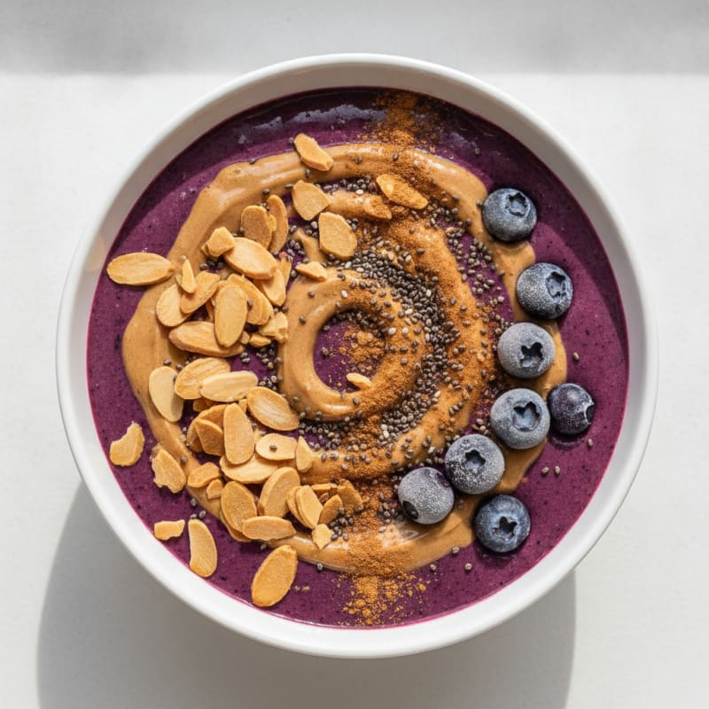 Blueberry Almond Protein Smoothie Bowl