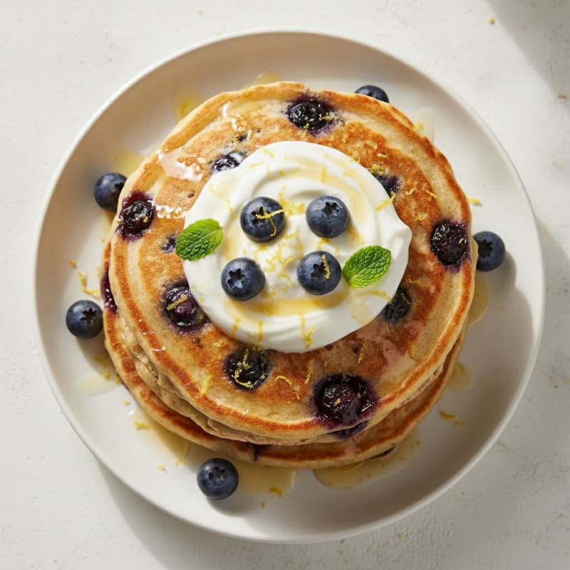 Blueberry Ricotta Pancakes with Lemon Zest