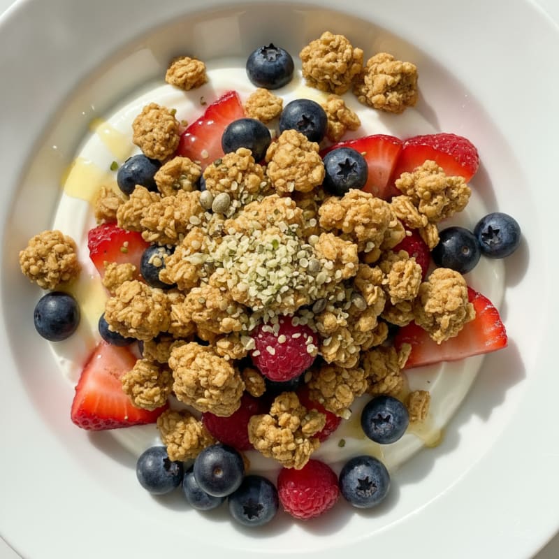 Creamy Greek Yogurt Parfait with Protein Granola and Mixed Berries