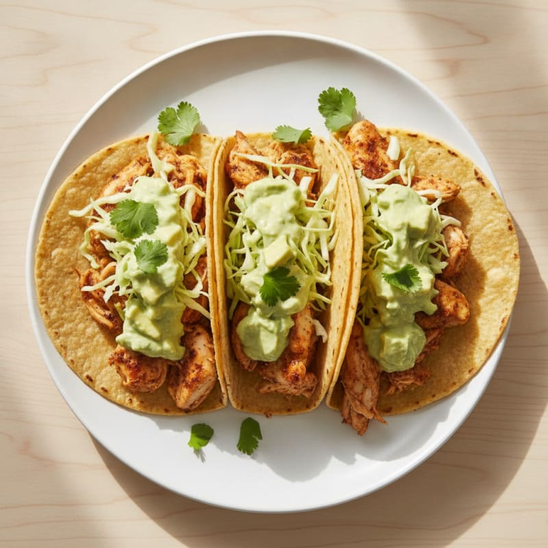 Chicken Tacos with Avocado Crema