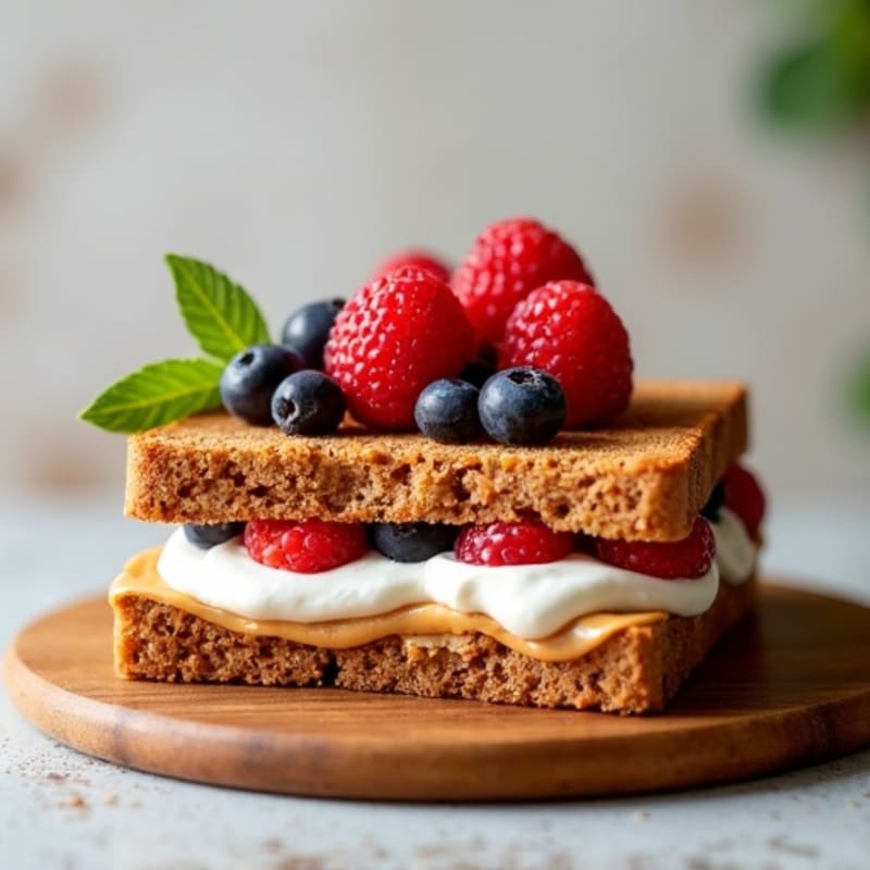 Crispy Whole Grain Peanut Butter and Fresh Berry Sandwich