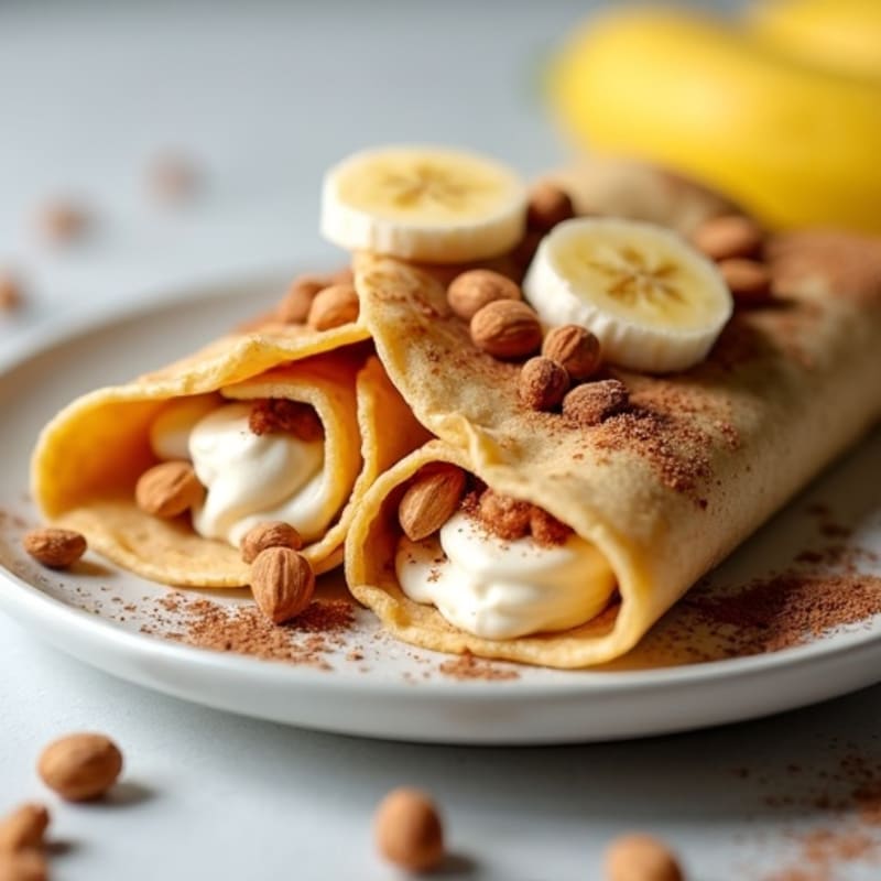 Creamy Banana and Cocoa Hazelnut Stuffed Crepes