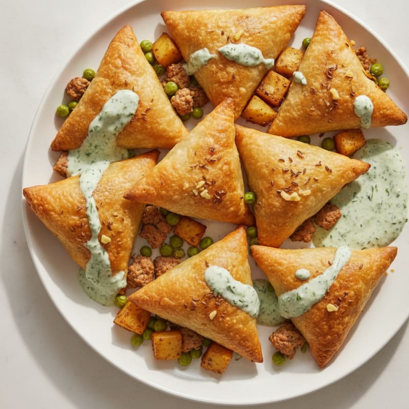 Potato and Pea Samosas with Chutney