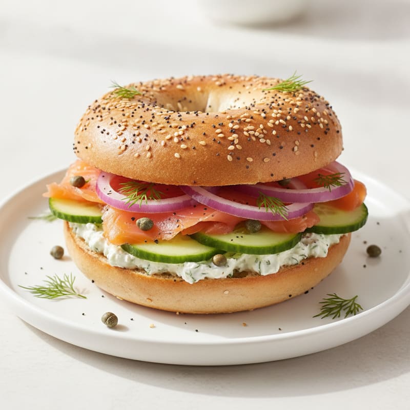 Smoked Salmon Everything Bagel Sandwich