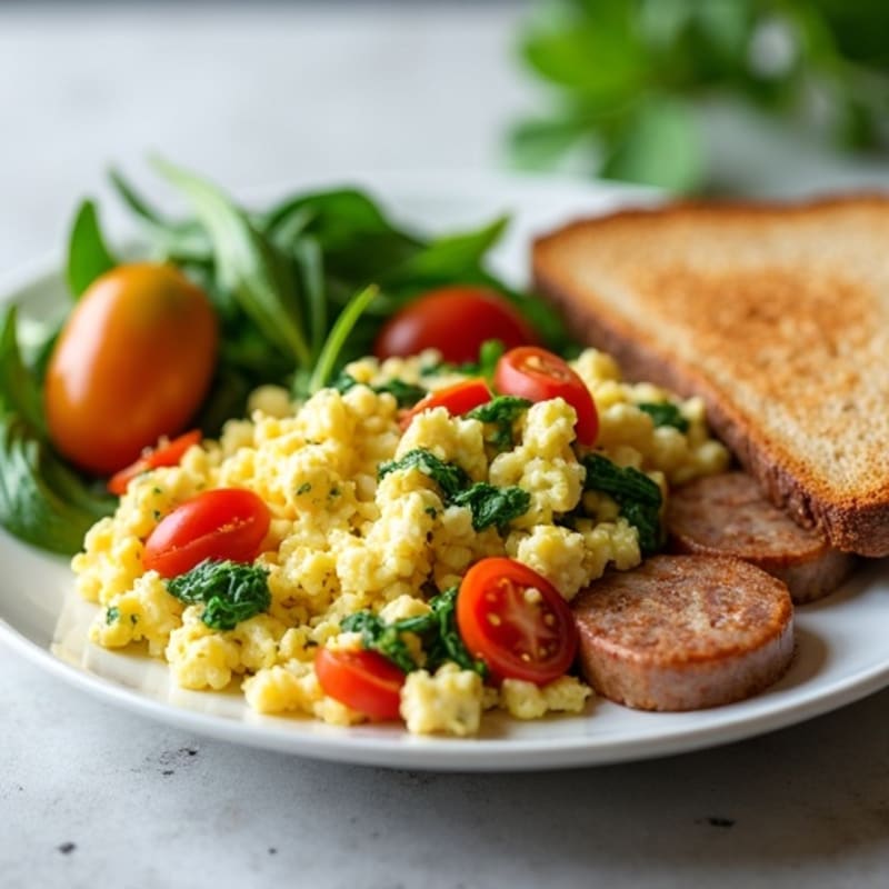 Egg White Veggie Scramble with Turkey Sausage