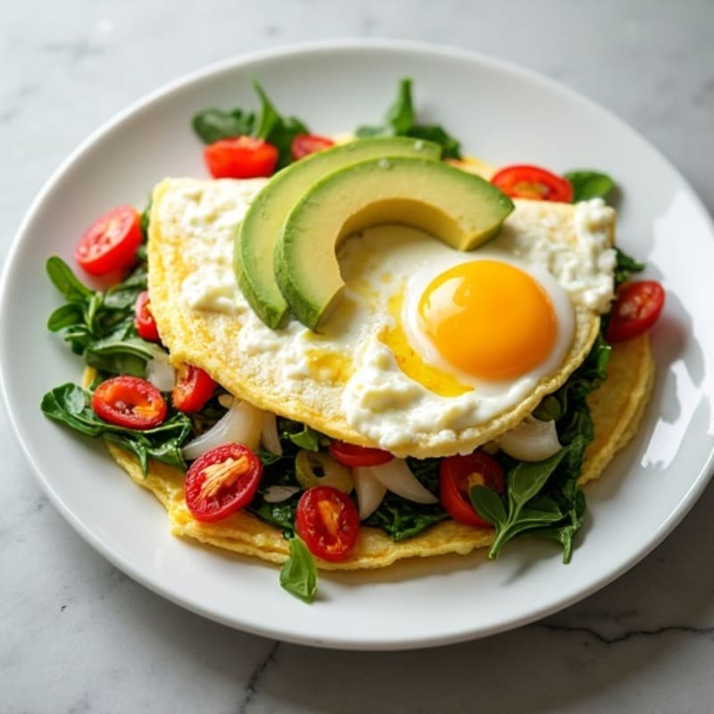 Egg White Veggie Omelet with Cottage Cheese