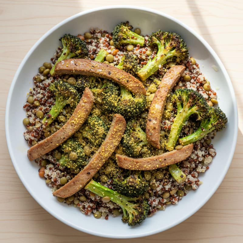 Lentil and Quinoa Power Bowl with Roasted Broccoli