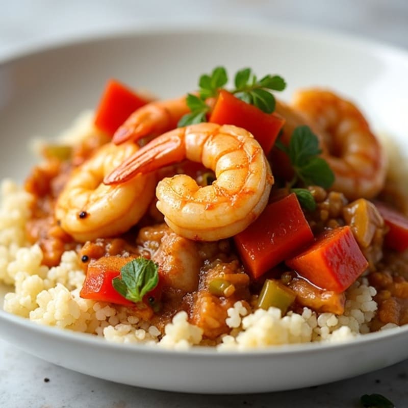 Spicy Shrimp and Chicken Gumbo with Cauliflower Rice