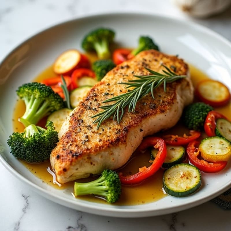 Herb-Crusted Pan Seared Chicken with Roasted Vegetables