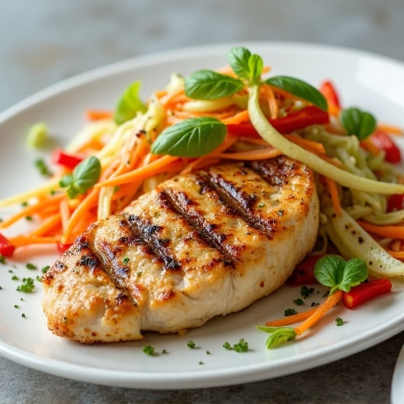 Grilled Chicken Breast with Crunchy Cabbage Slaw