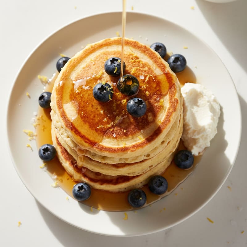 Fluffy Lemon Ricotta Protein Pancakes