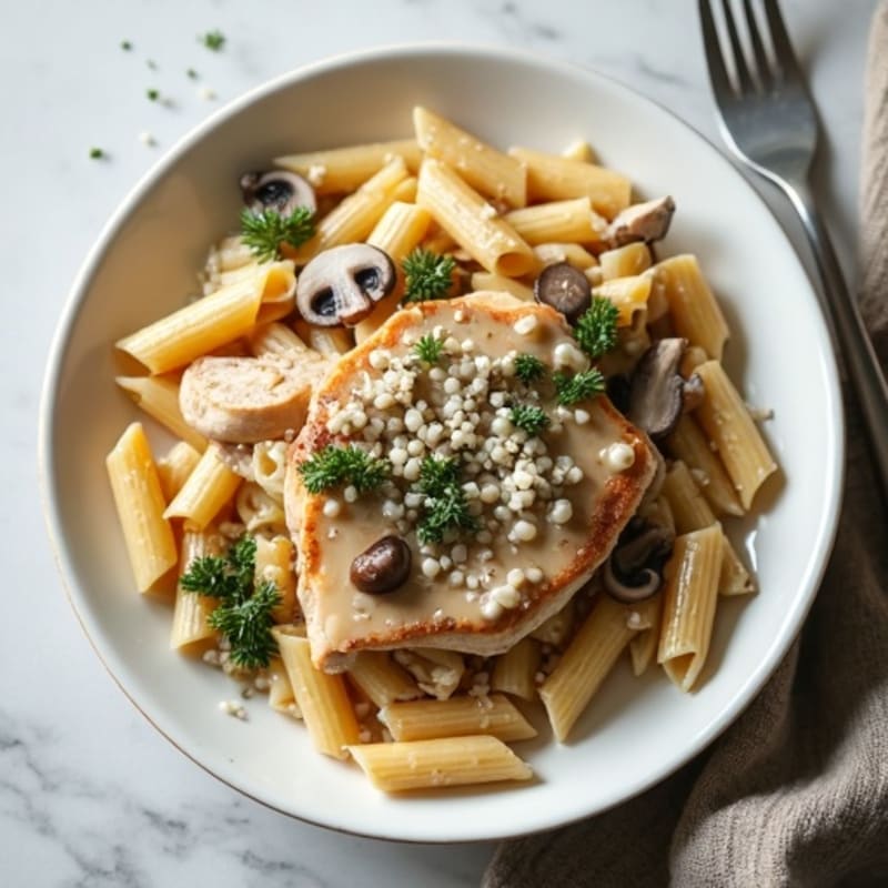 Creamy Garlic-Truffle Mushroom Protein Pasta