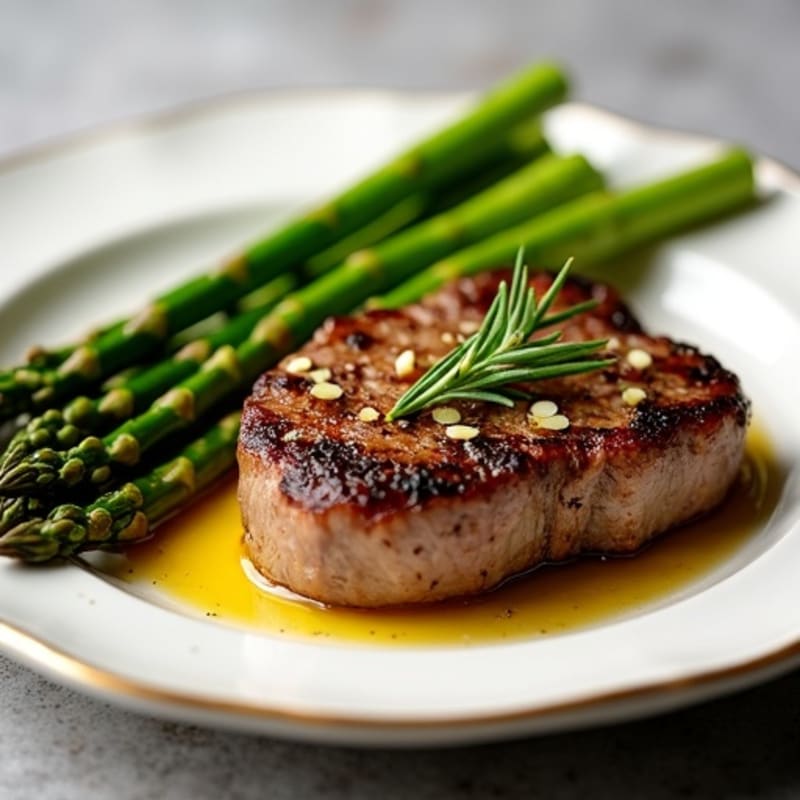 Garlic Herb Seared Steak with Roasted Asparagus