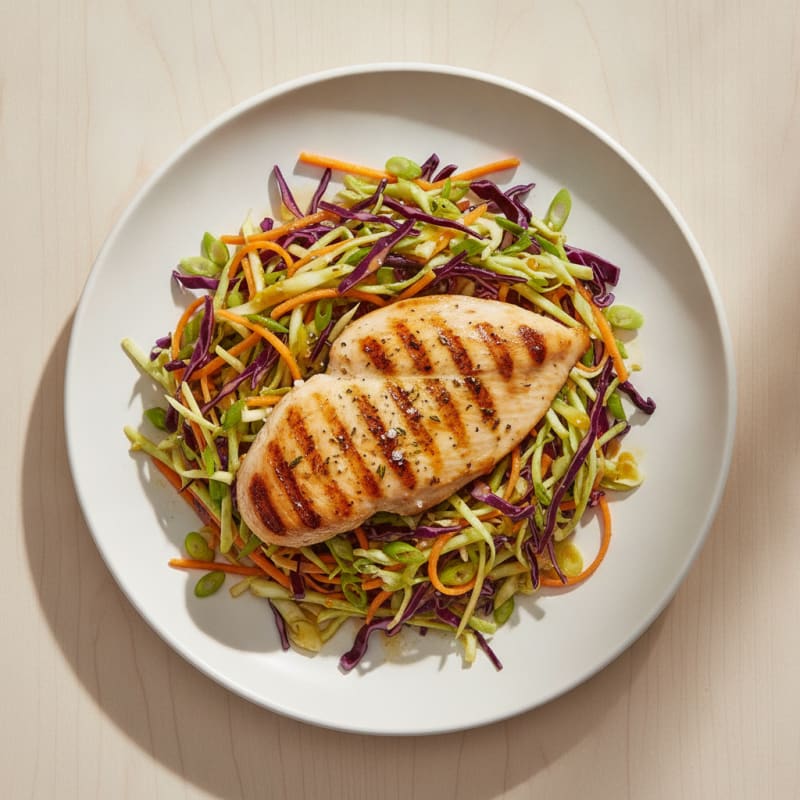Grilled Chicken Breast with Crunchy Cabbage Slaw