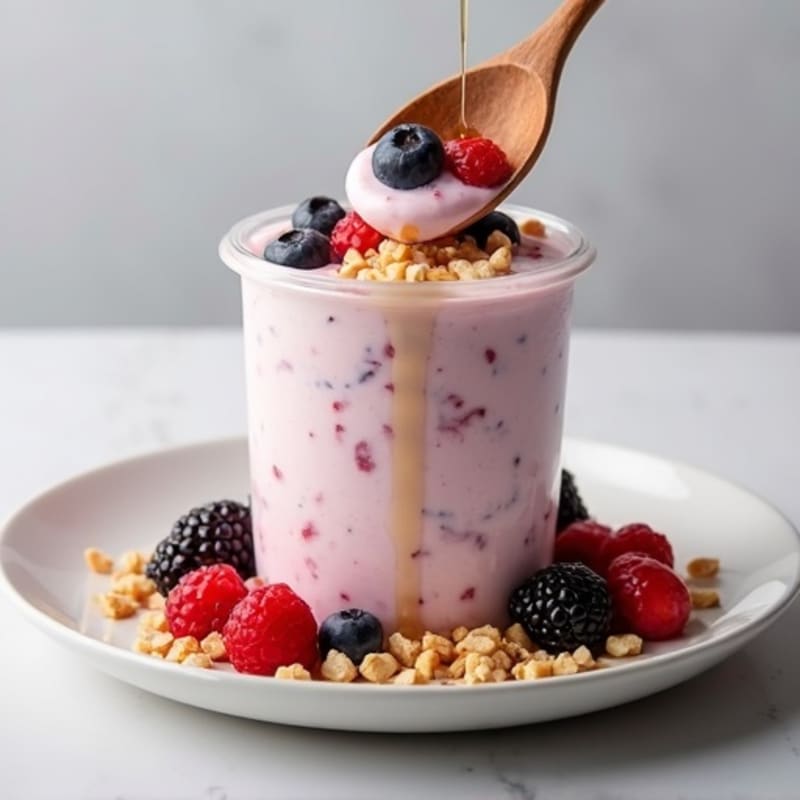 Greek Yogurt Protein Mousse with Mixed Berries