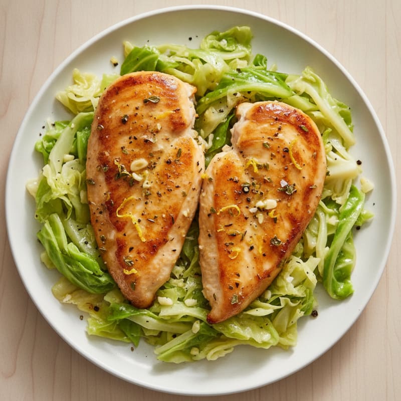 Lemon Herb Chicken with Steamed Cabbage