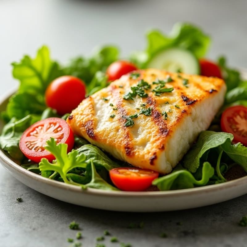 Citrus-Garlic Grilled Fish with Mixed Greens Salad