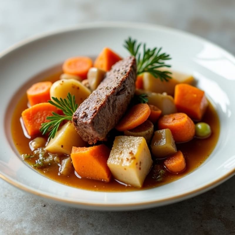 Slow Cooked Tender Beef and Root Vegetable Stew