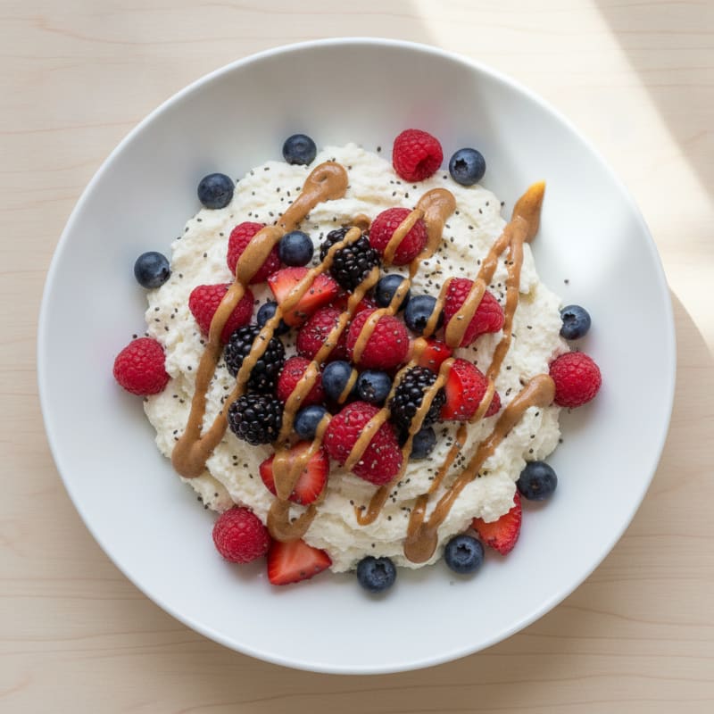 Greek Yogurt Protein Mousse with Mixed Berries