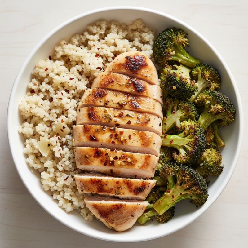 Grilled Chicken and Quinoa Power Bowl with Roasted Broccoli