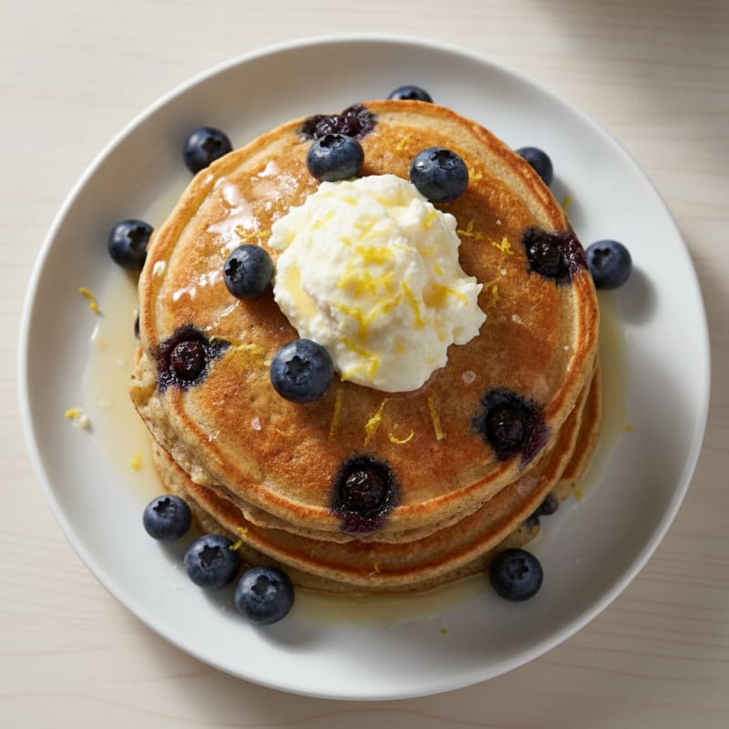 Blueberry Ricotta Pancakes with Lemon Zest
