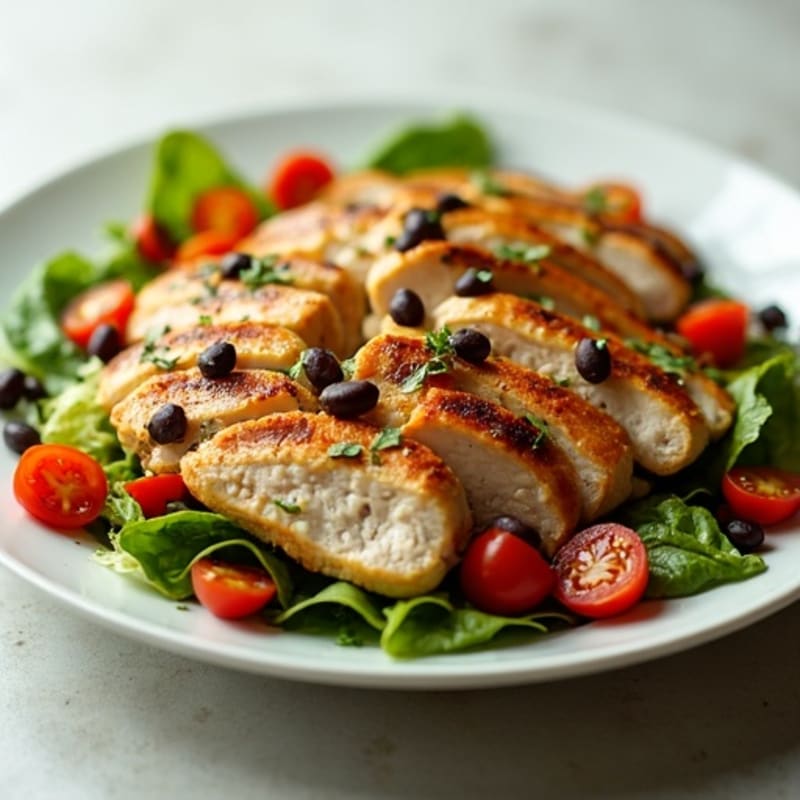 Grilled Chicken and Black Bean Salad with Romaine and Tomatoes