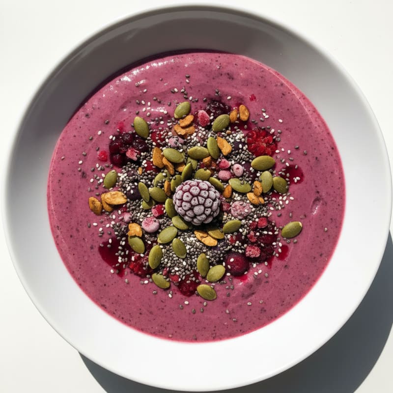 Silky Protein Berry Smoothie Bowl with Pumpkin Seeds