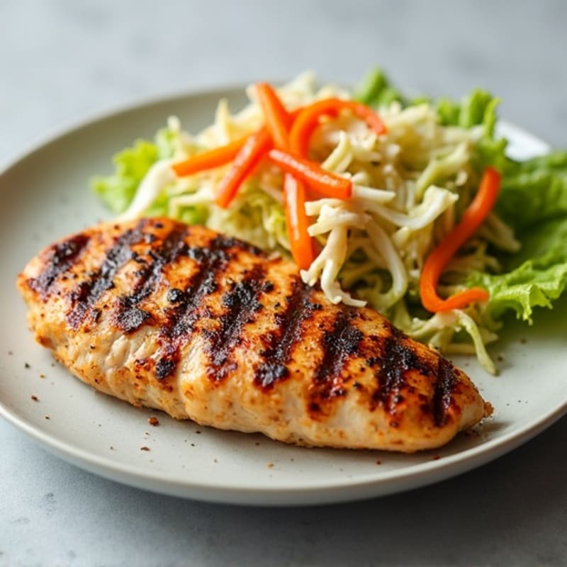 Grilled Chicken Breast with Crunchy Cabbage Slaw