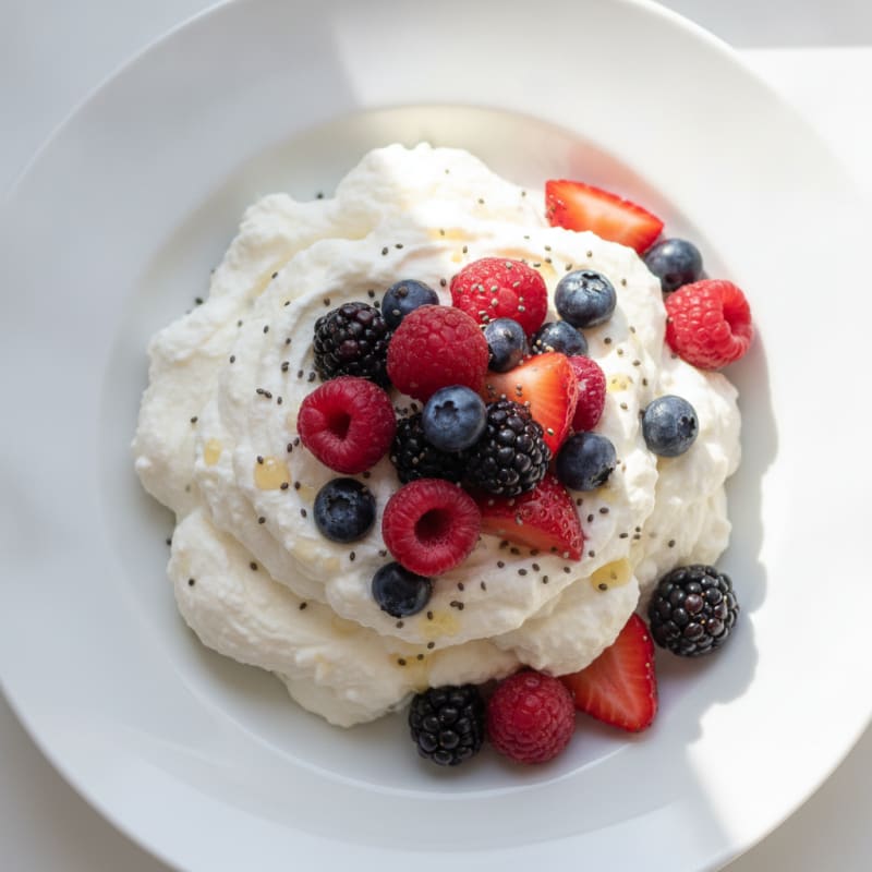 Silky Greek Yogurt Protein Mousse with Mixed Berries