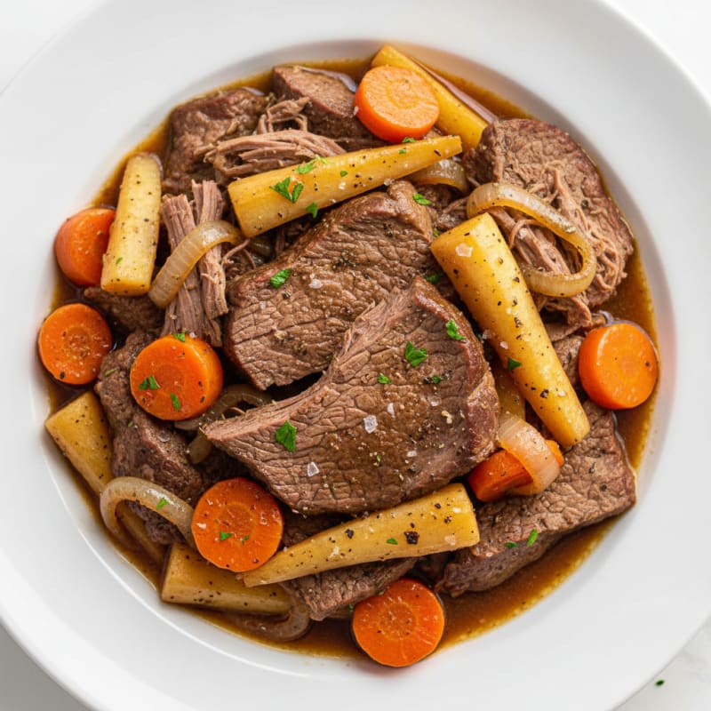 Tender Slow Cooker Pot Roast with Root Vegetables