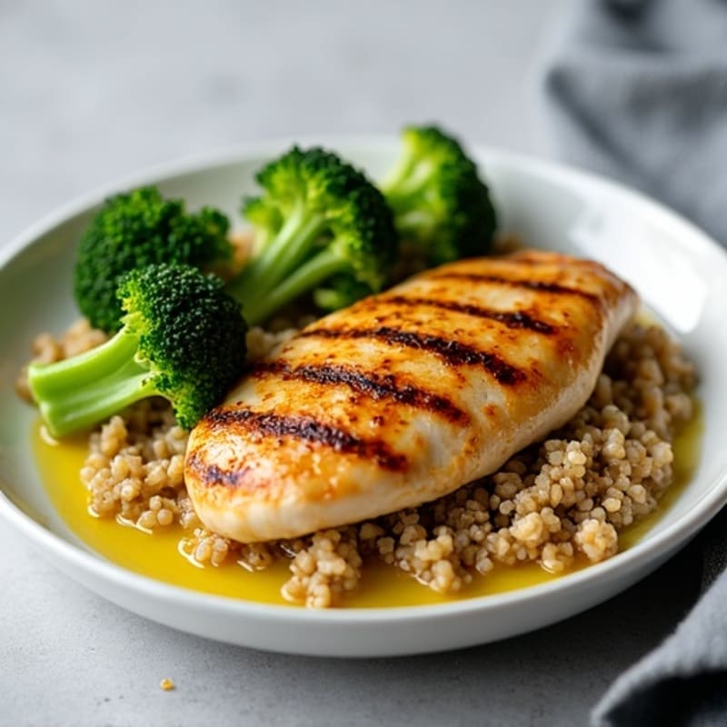 Grilled Chicken Breast with Quinoa and Steamed Broccoli