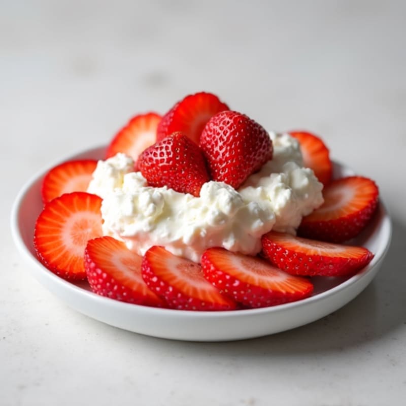 Low-Fat Cottage Cheese with Sliced Strawberries