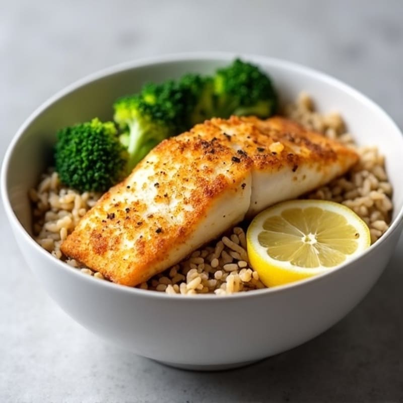 Crispy Tilapia Bowl with Citrus-Garlic Rice
