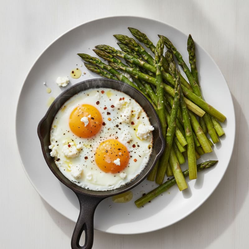 Baked Eggs with Roasted Asparagus