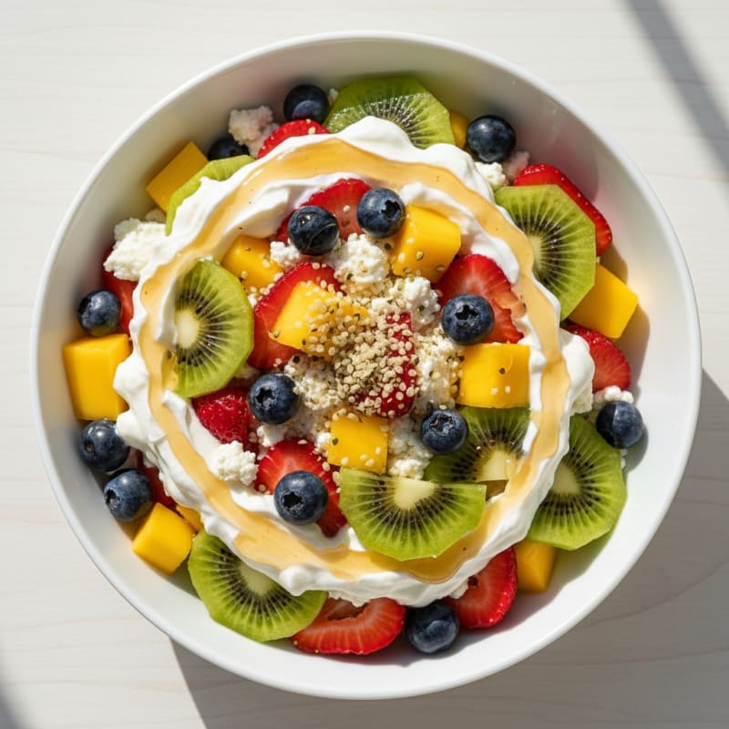 Rainbow Fruit Salad with Honey-Lime Dressing