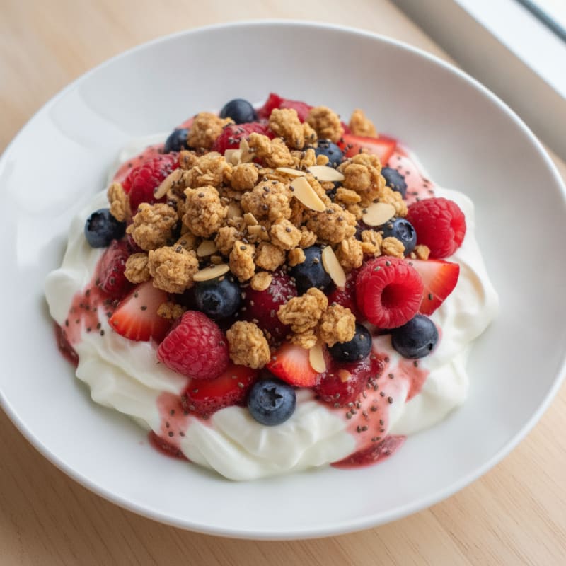 Creamy Greek Yogurt Parfait with Mixed Berries and Protein Crunch